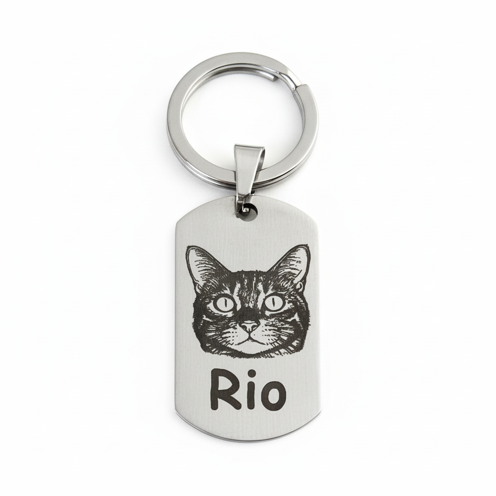 Custom Pet Portrait & Name Keychain