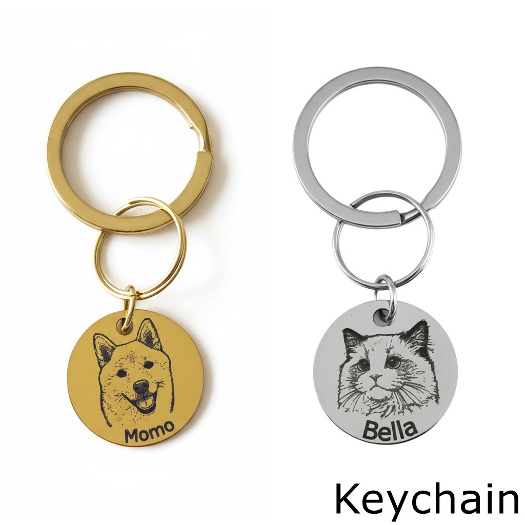 Custom Pet Portrait Keychain