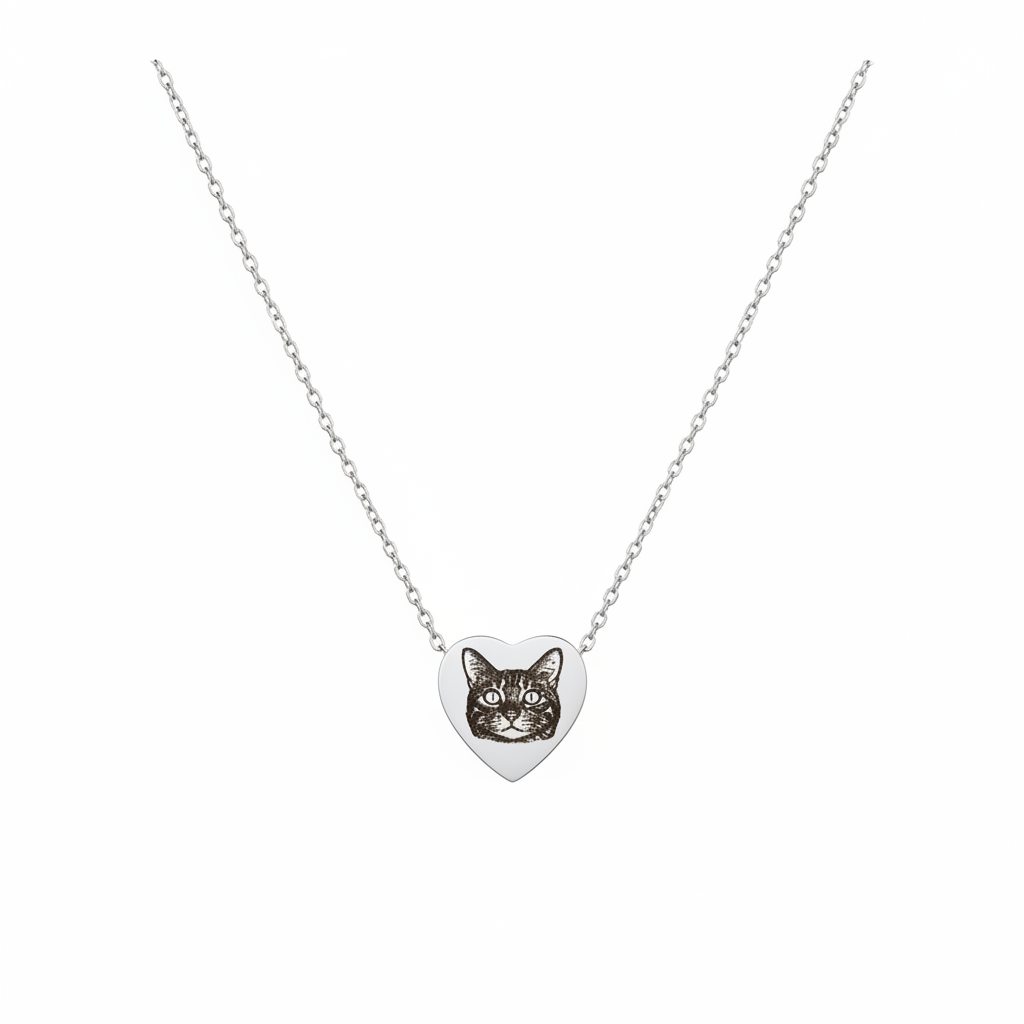Custom Ashes Pet Picture Necklace With Heart