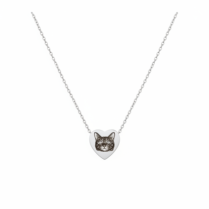Custom Ashes Pet Picture Necklace With Heart