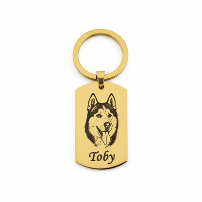 Custom Pet Portrait & Name Keychain