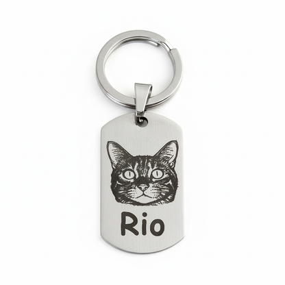 Custom Pet Portrait & Name Keychain