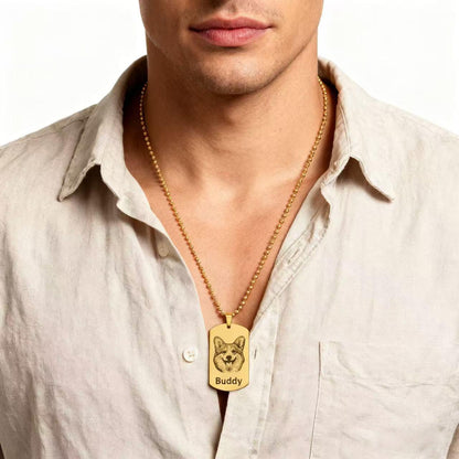 Custom Pet Portrait Necklace For Men