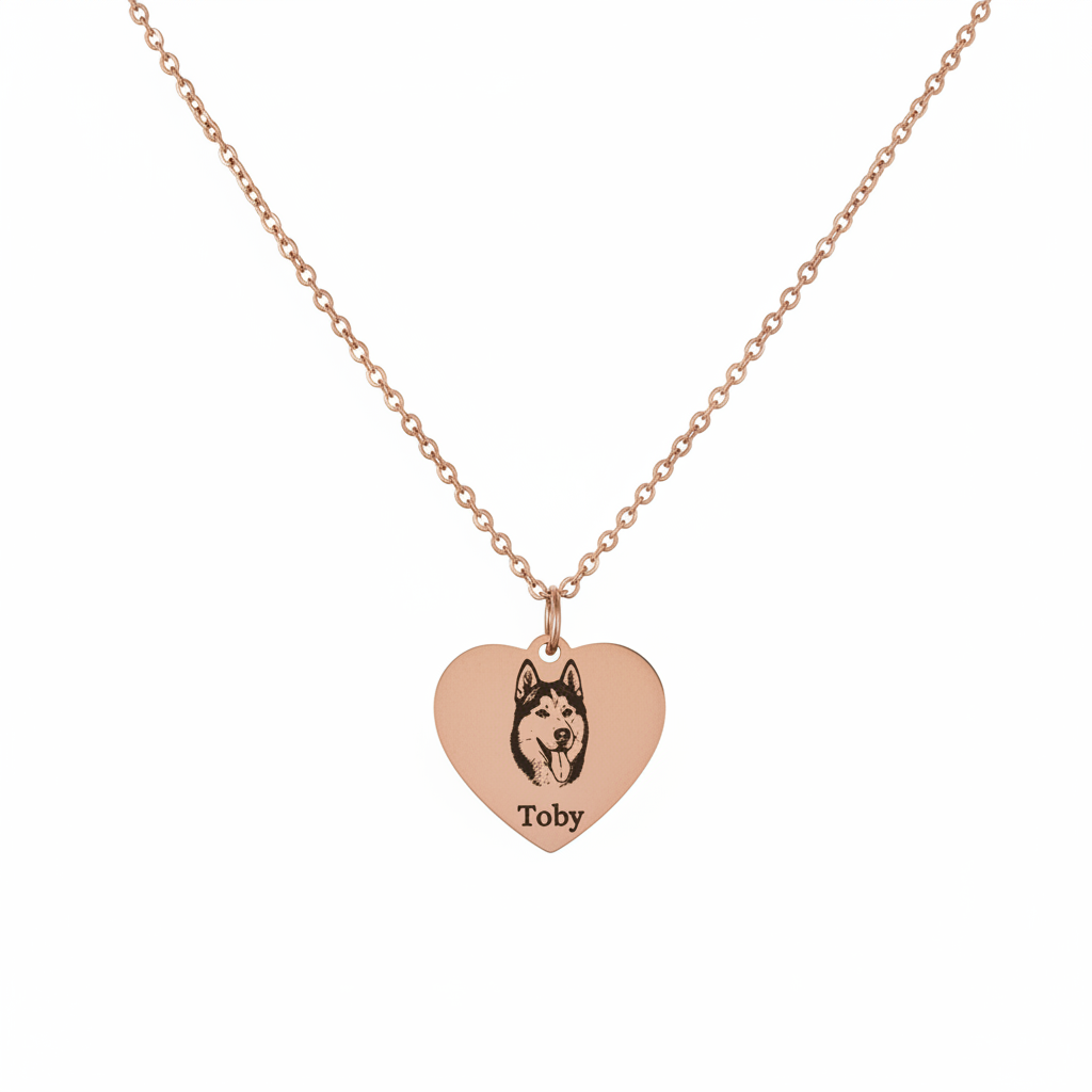 Custom Pet Picture Necklace With Heart