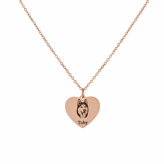 Custom Pet Picture Necklace With Heart