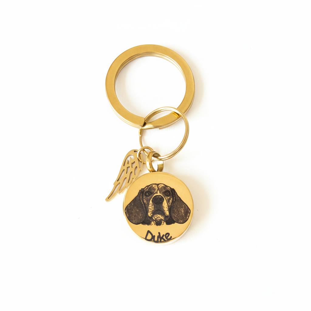 Custom Pet Portrait & Name Urn Keychain