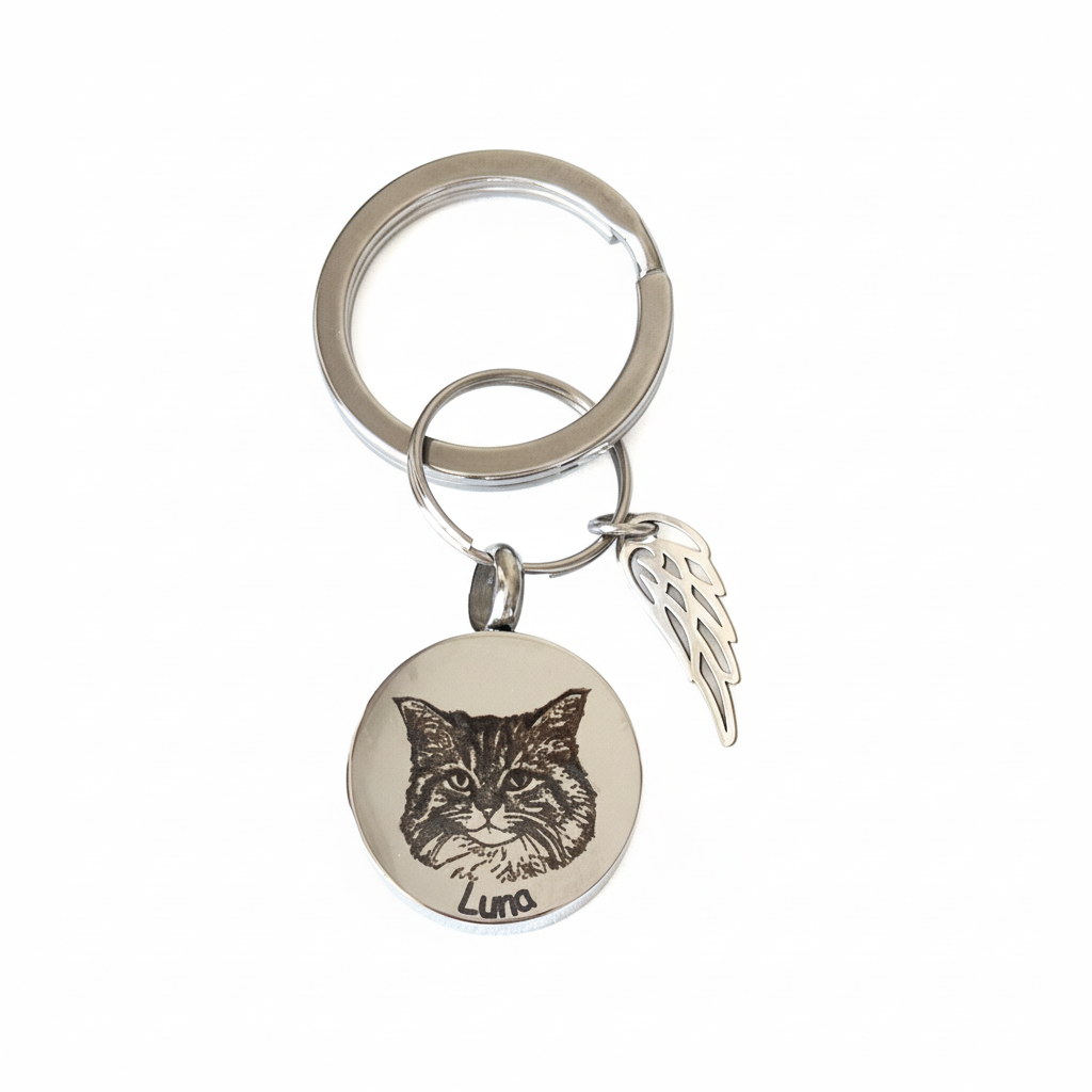 Custom Pet Portrait & Name Urn Keychain