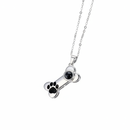 Custom Projection Picture Dog Bone & Paw Necklace