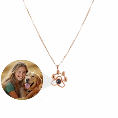 Custom Projection Photo Dog Paw Necklace