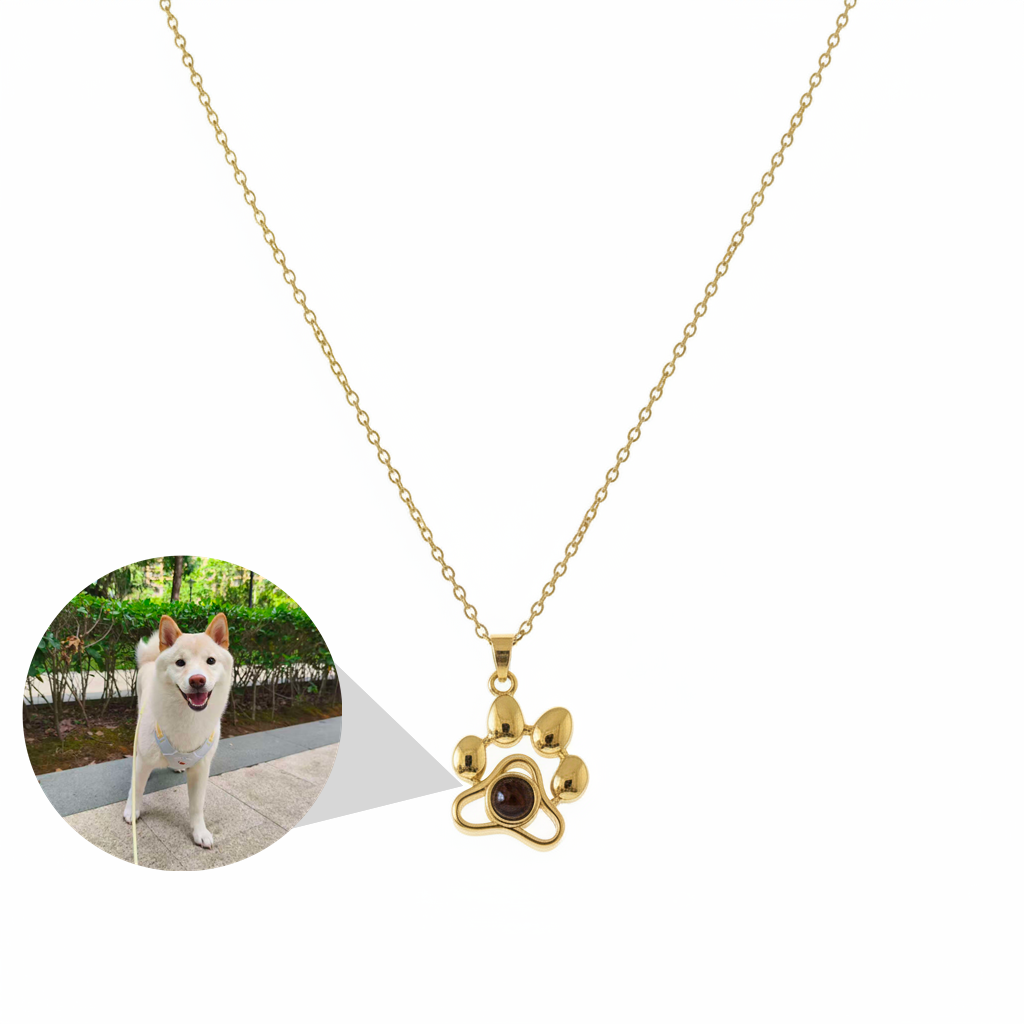 Custom Projection Photo Dog Paw Necklace