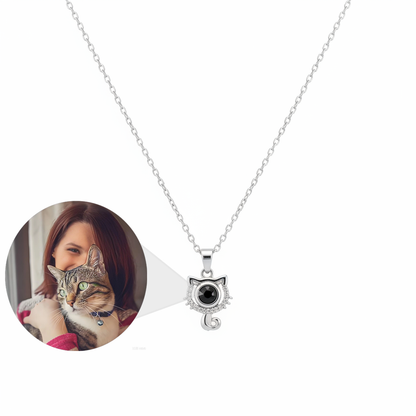 Custom Projection Stone Cat Picture Necklace