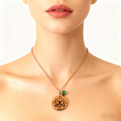 Personalized Pet Portrait Birthstone Necklace