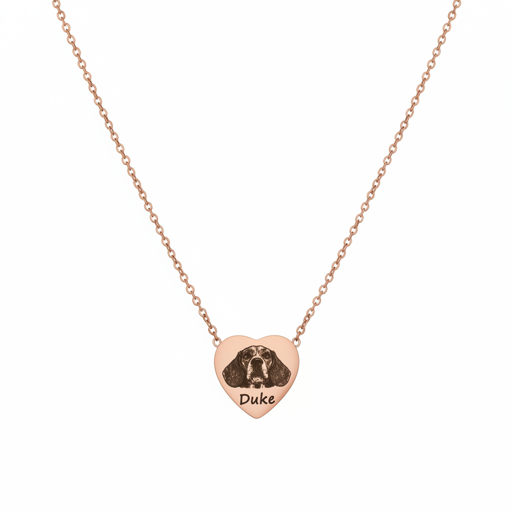 Custom Ashes Pet Picture Necklace With Heart