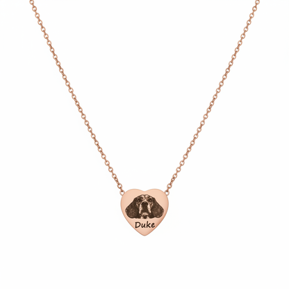 Custom Ashes Pet Picture Necklace With Heart