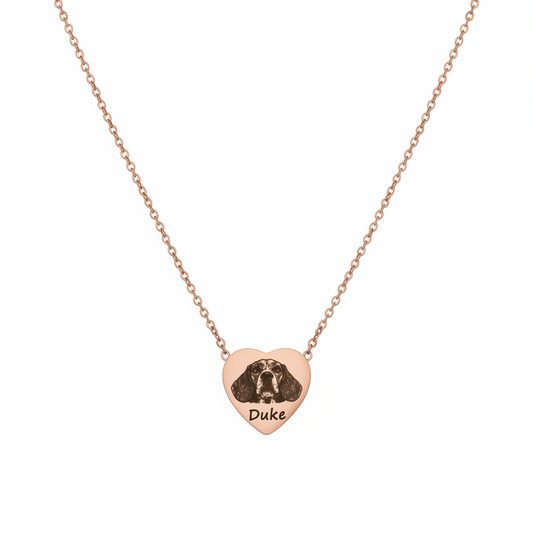 Custom Ashes Pet Picture Necklace With Heart
