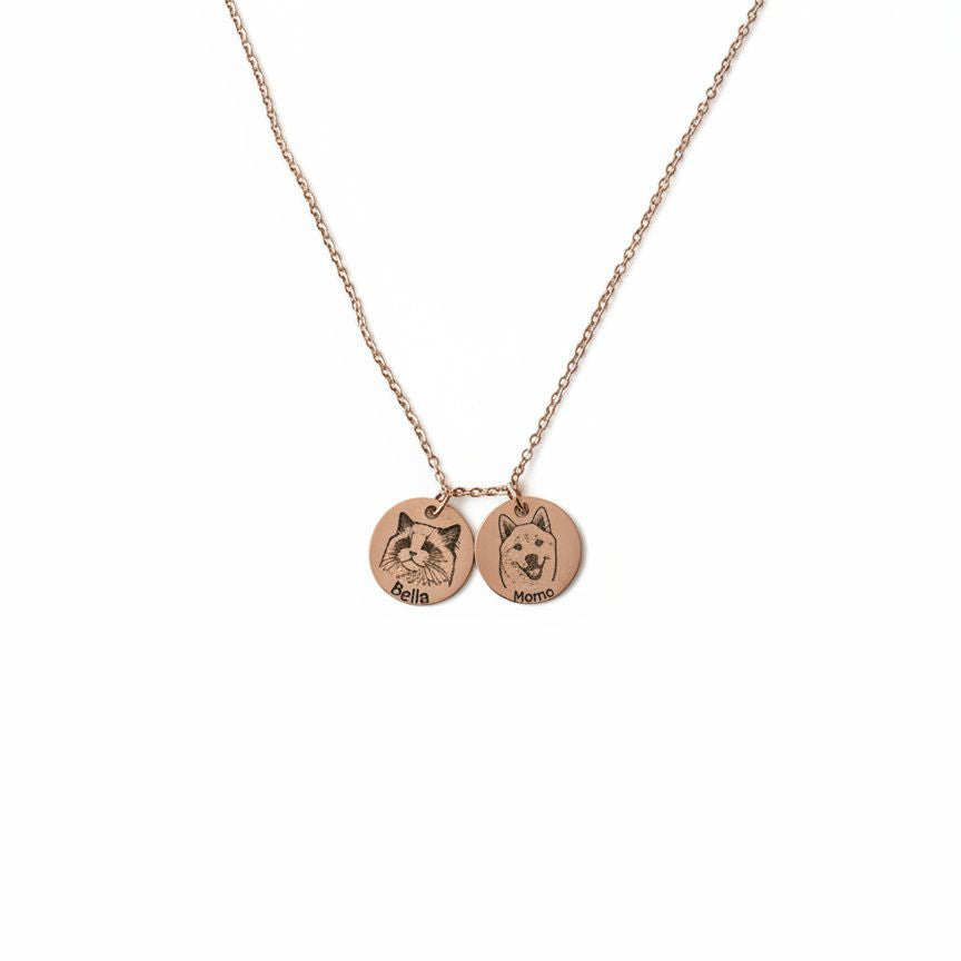 Personalized Laser Engraved Pet Portrait Necklace